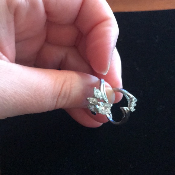 Vintage Wedding Band Set Engagement Silver 925 - Picture 5 of 10